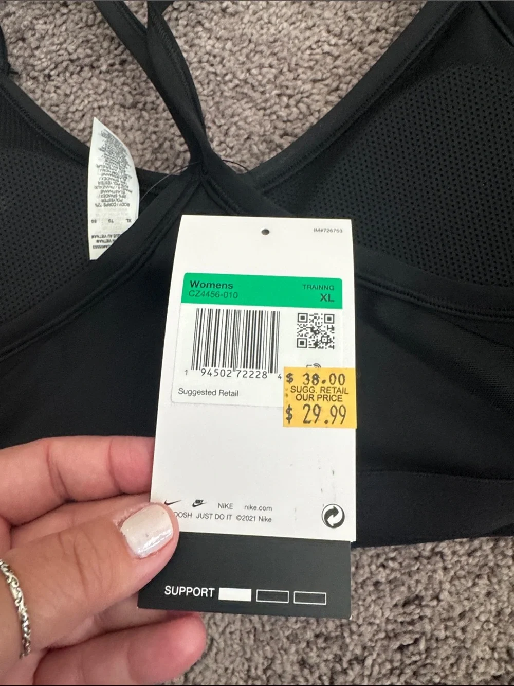 Nike Black Strappy Sports Bra
